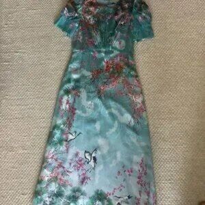 SALONI Blue Off-the-Shoulder Midi Dress for Weddings